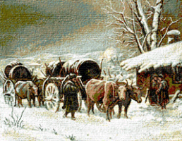 Oxen Cart in Winter