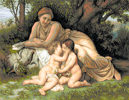Krif # 1038 - Contemplating Two Embracing Children (Bouguereau)