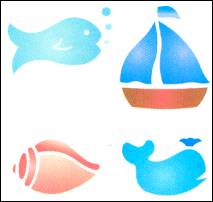 Stencil P077 - Small Marine Assortment