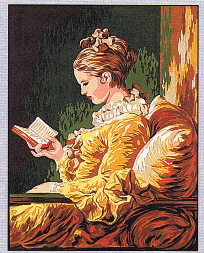 Margot 133.3160 The Reader tapestry from the painting by Fragonard Jeune fille lisant