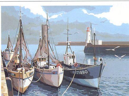 SEG 929.106 Les chalutiers Fishing boats tapestry canvas