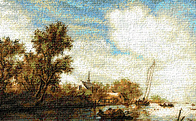 Krif # 108 - Village by the River (Van Ruysdael)