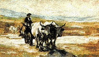 Krif # 581 - Ox Cart Passing Through the Ford (Grigorescu)