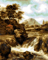 Krif 10002 - A Waterfall tapestry from the painting by Van Ruisdael