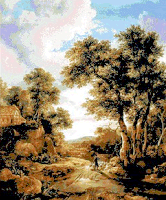 Krif 10003 - Sunrise in a Wood tapestry from the painting by Van Ruisdael